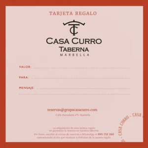 Tarjeta de Regalo para Taberna Casa Curro