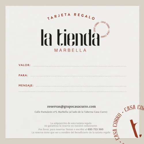 Gift card for the Casa Curro Store.